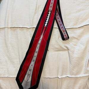 Martin Wong Collection Silk Necktie Red Black Geometric
